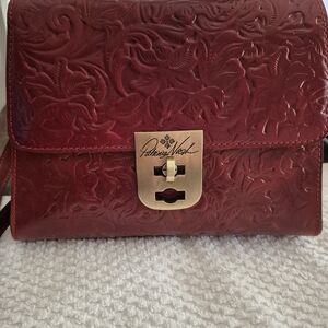 Patricia Nash Chauny Red Leather Embossed Leather Crossbody / Satchel Bag